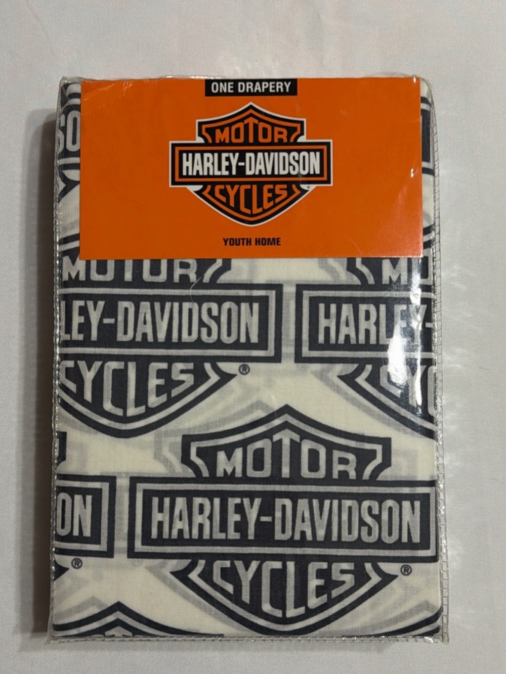 NIP Vintage Harley Davidson Flame Rider Fireball Drapery Window Curtains 84x63
